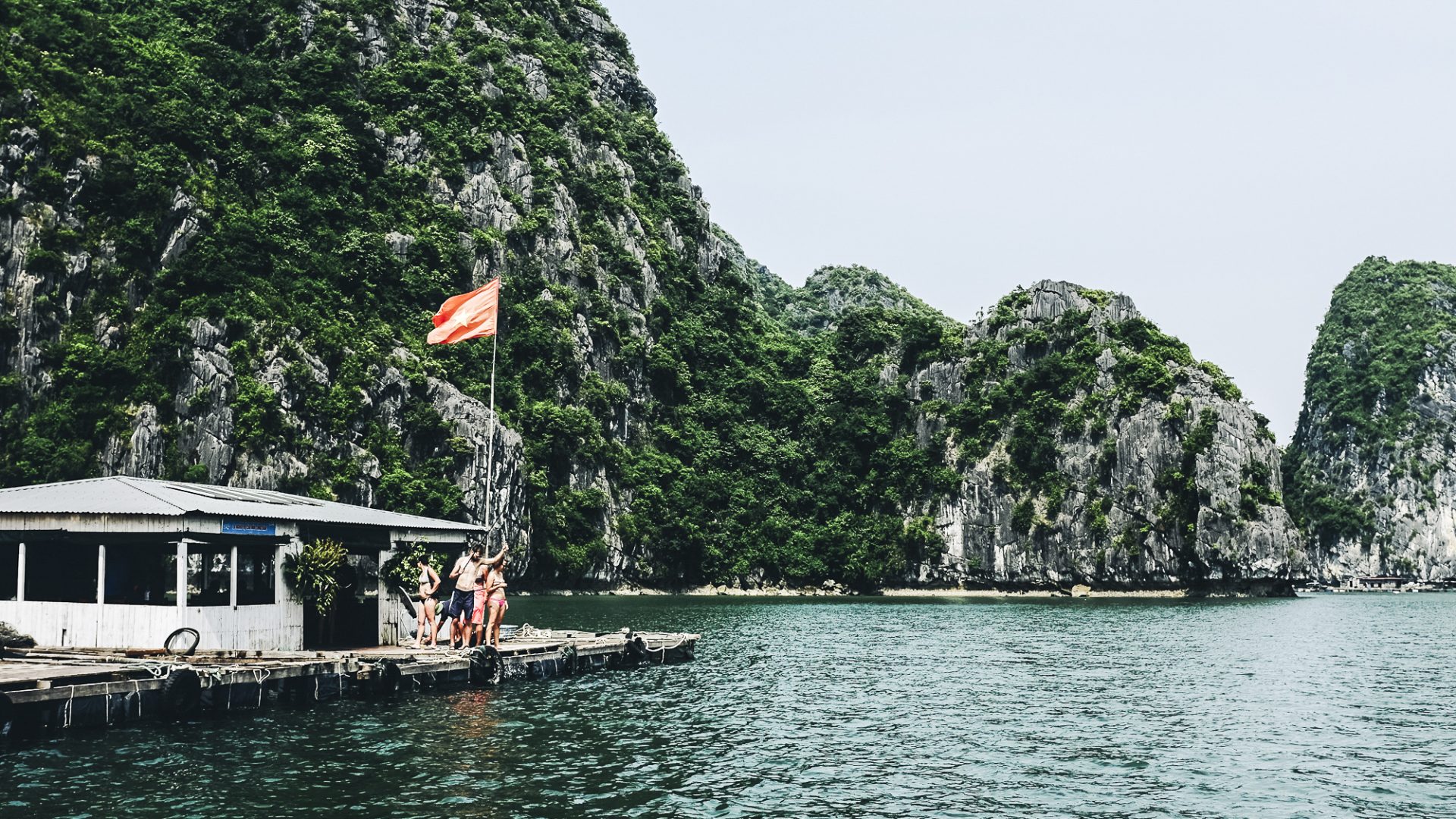 Travellers enjoy a floating hotel in Lan Ha Bay, Vietnam