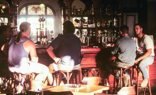 Men drink at a typical Australian pub