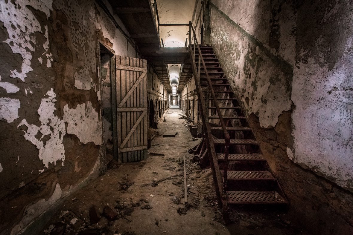 Prisoners would spend 23 hours a day in cells like these at the Eastern State Penitentiary.