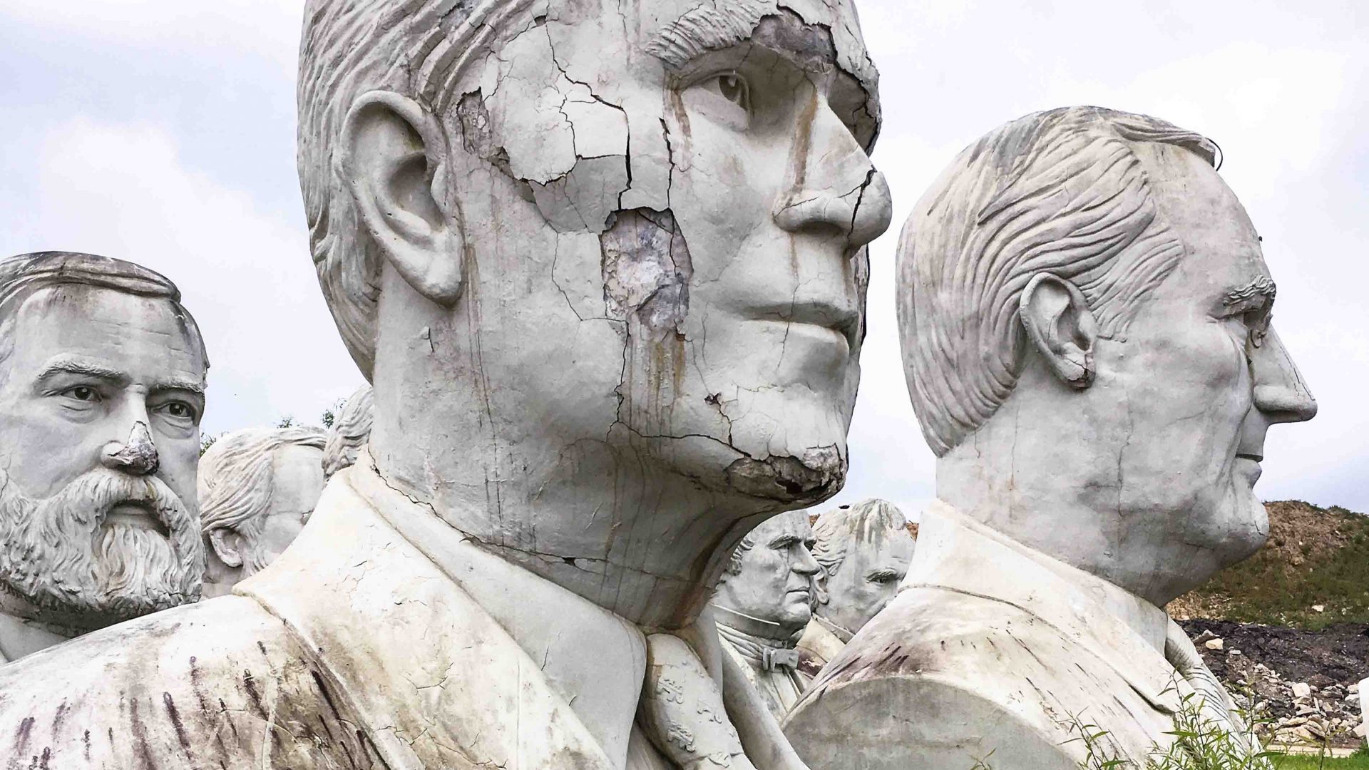 Busts of former US presidents occupy the land of Croaker farmer Howard Hankins in rural Virginia.