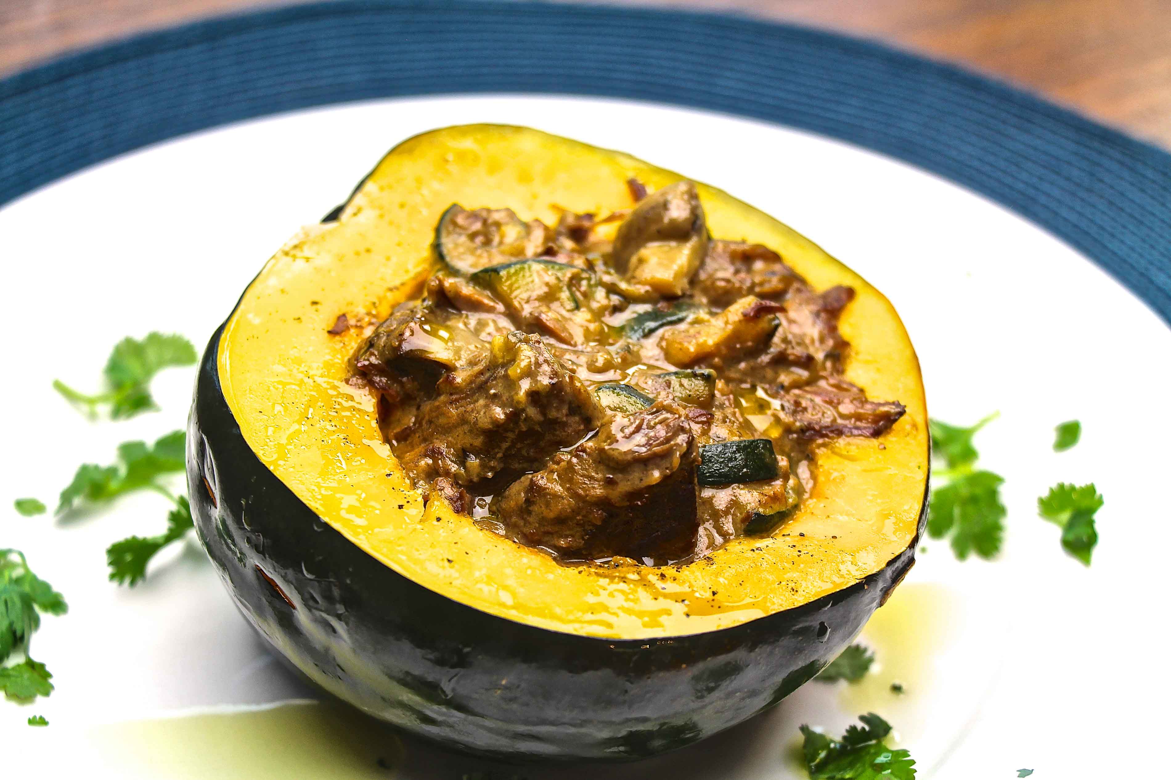 First Nations Roasted Garden Squash Filled With Bison Stew Photo Courtesy Of Feast Cafe Bistro 