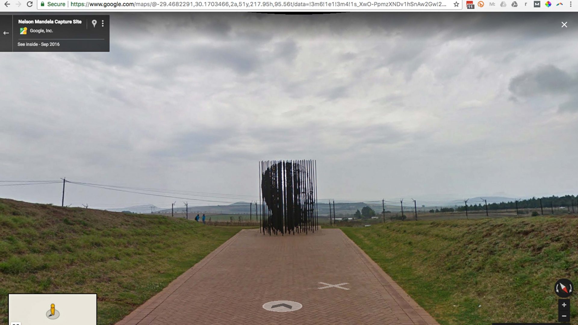 Google Street View screenshot of the Nelson Mandela Capture Site in South Africa's KwaZulu-Natal province.