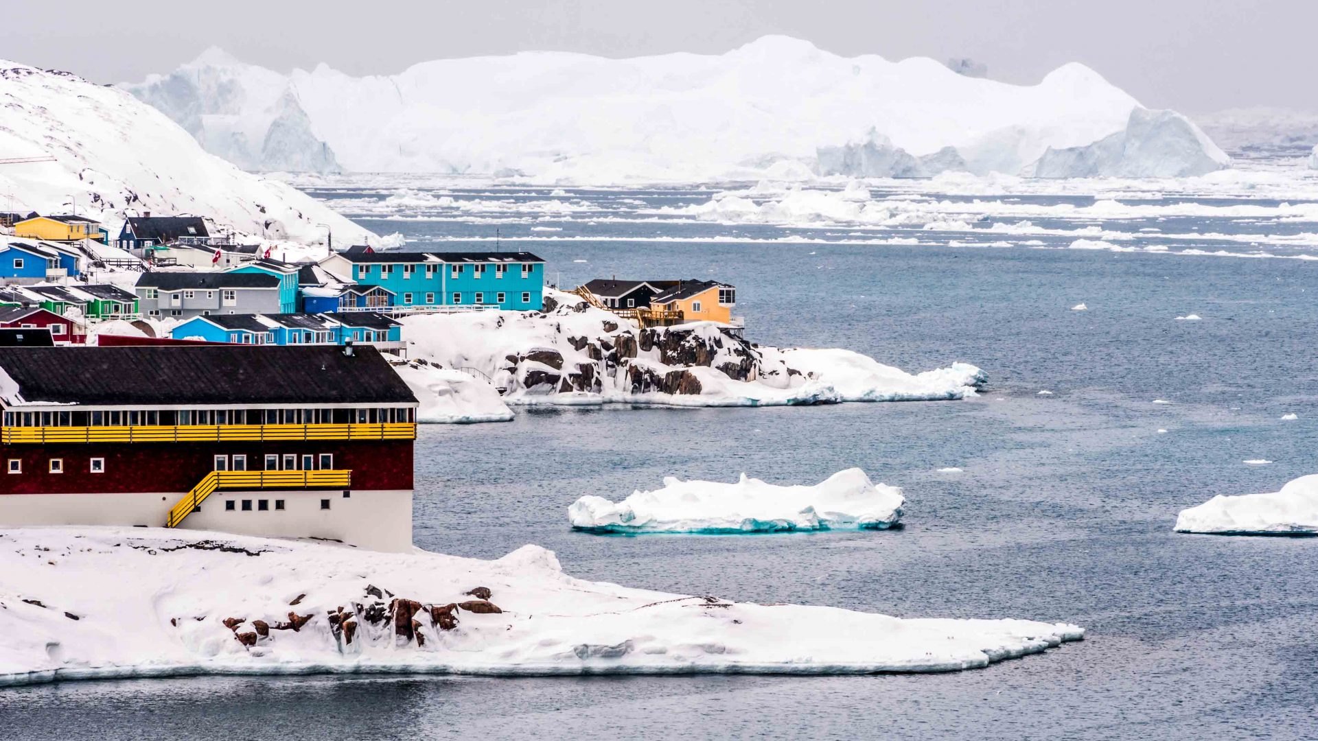 The colorful houses of Ilulissat in western Greenland.