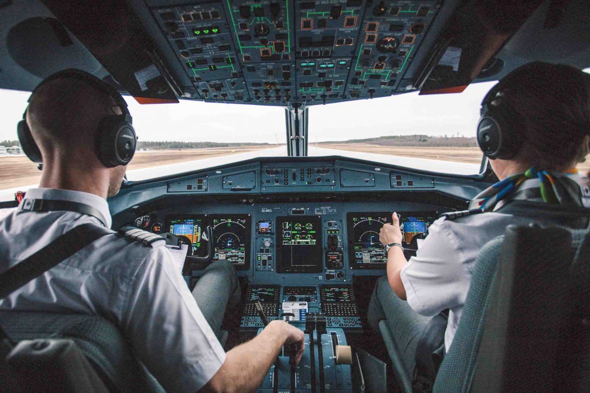Fying phobia: Pilots in the cockpit of their aircraft.
