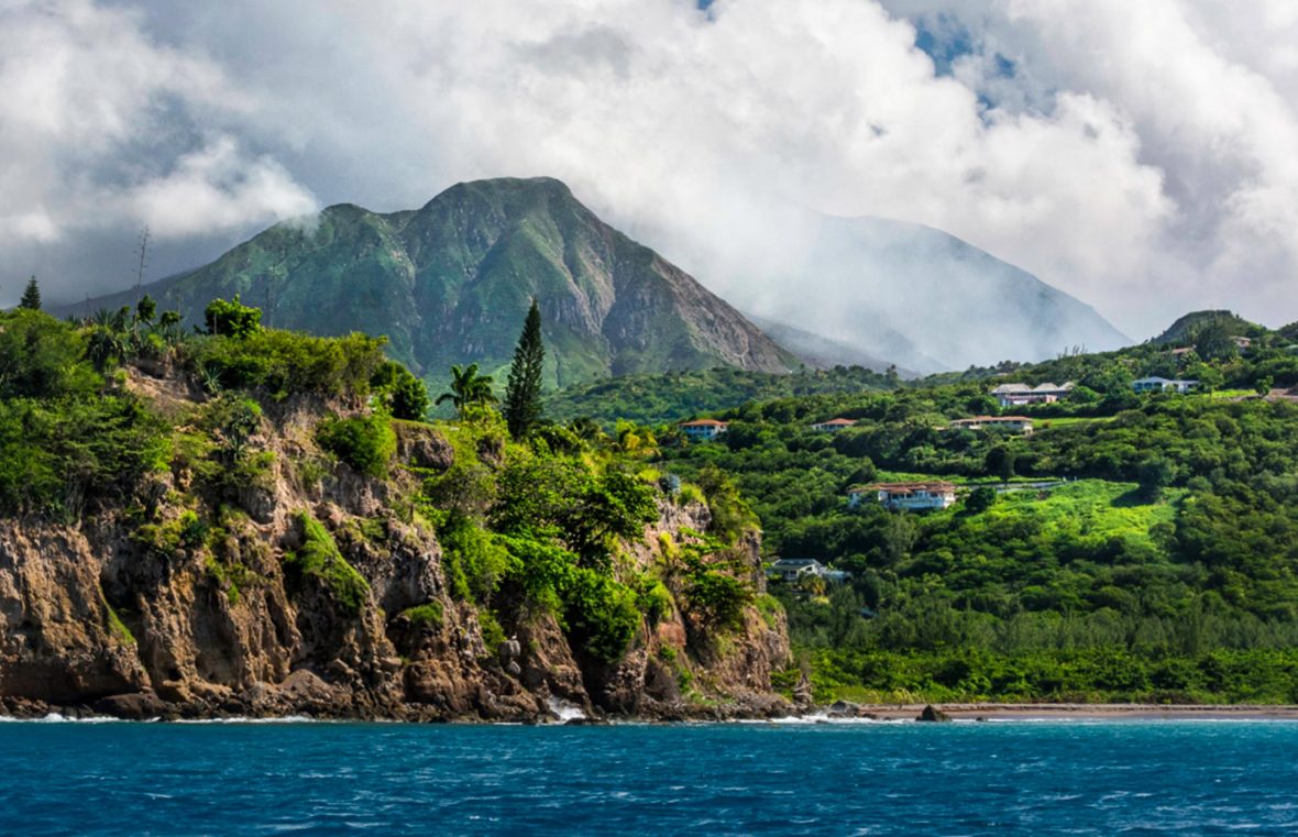 Montserrat's infamous Soufrière Hills volcano as seen from the water.