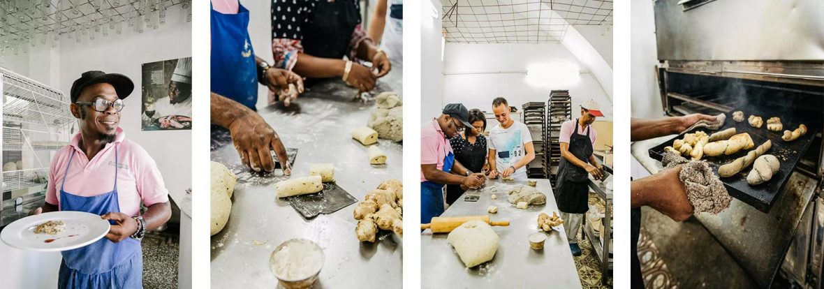 Tourists make bread with an award-winning chef in Havana, Cuba.