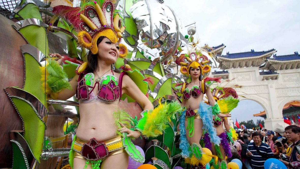 Scantily clad samba queens are a feature of Taipei’s annual street carnival known as the Dream Parade.