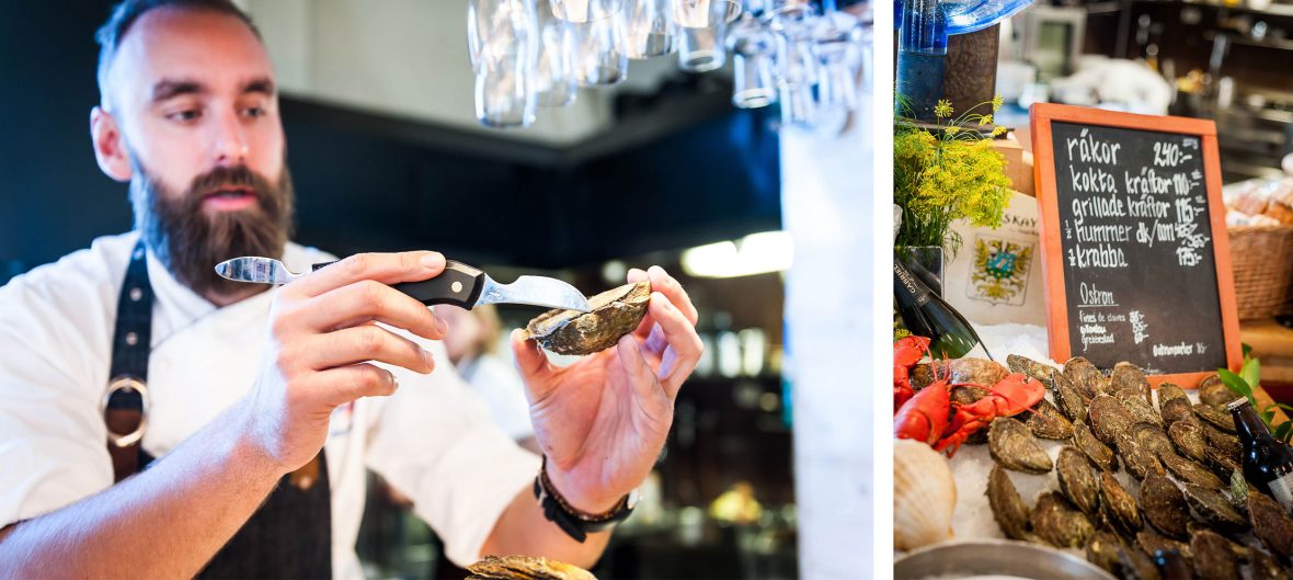 Restaurang Gabriel is run by Sweden’s own Oyster King, chef Johan Malm, seen here shucking an oyster.