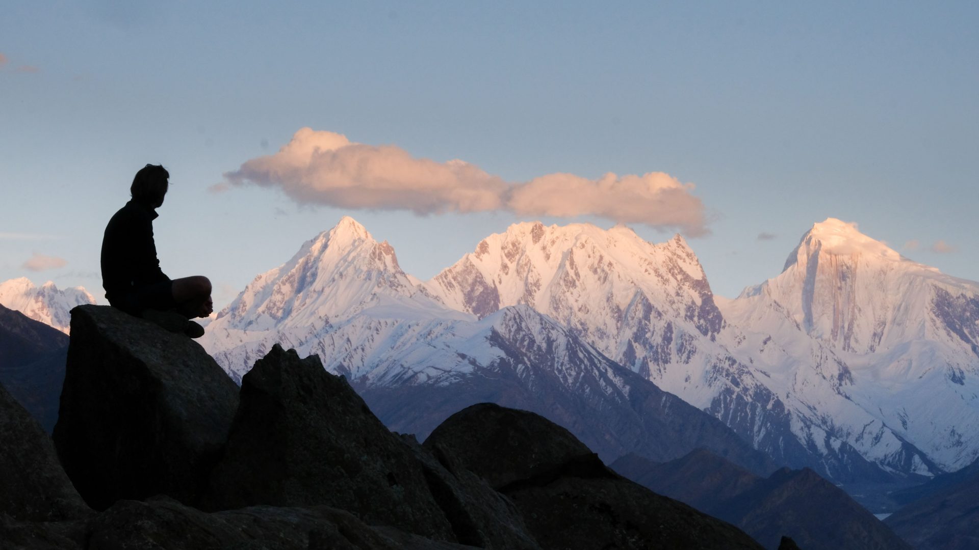 Silhouette against the stunning mountains of the Karokoram range in Pakistan.