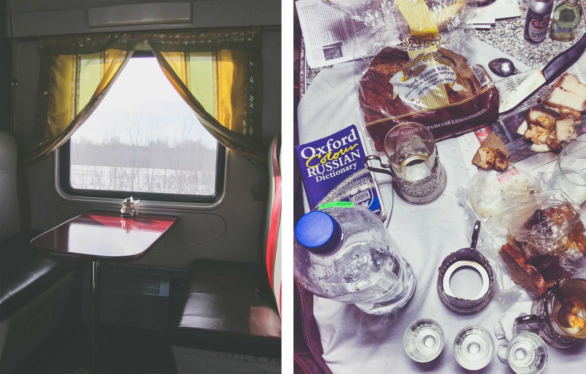 The dining car on the Transiberian Railway.