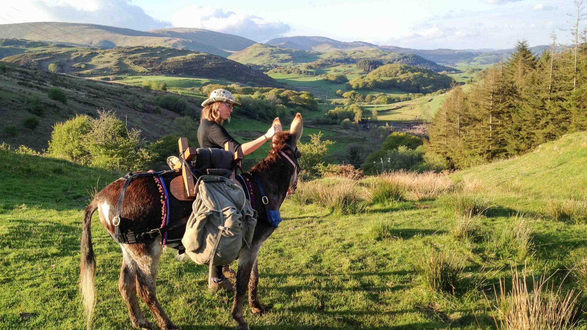 Hannah Engelkamp and her donkey Chico during their 1610-kilometer journey around Wales.