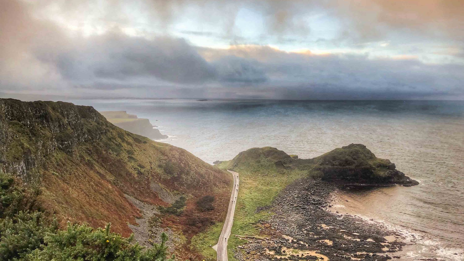 The dramatic Giant's Causeway coastline on the north coast of Northern Ireland.