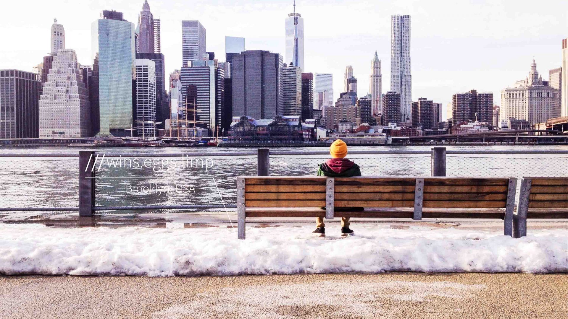 what3words system works globally. Here, it generates a three-word addresses for the spot where this person sits to look at the Manhattan skyline in New York.