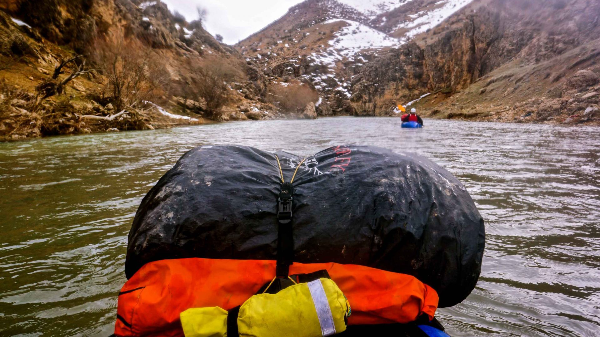 Paddling down the River Karun in Iran.