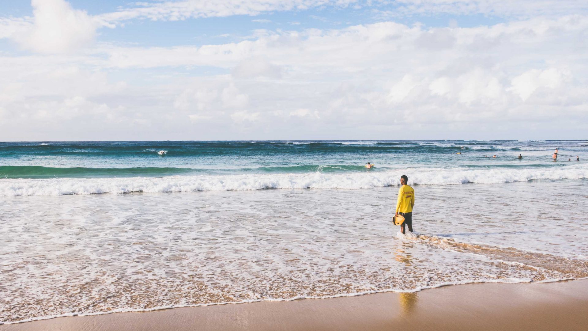 An Oceans Guardian lifeguard at Tofo Beach in southeastern Mozambique.