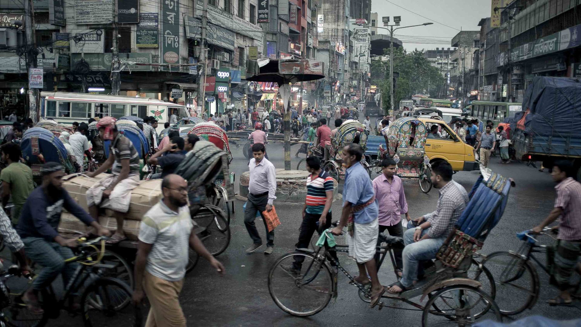 One of the bustling streets of Dhaka, Bangladesh.