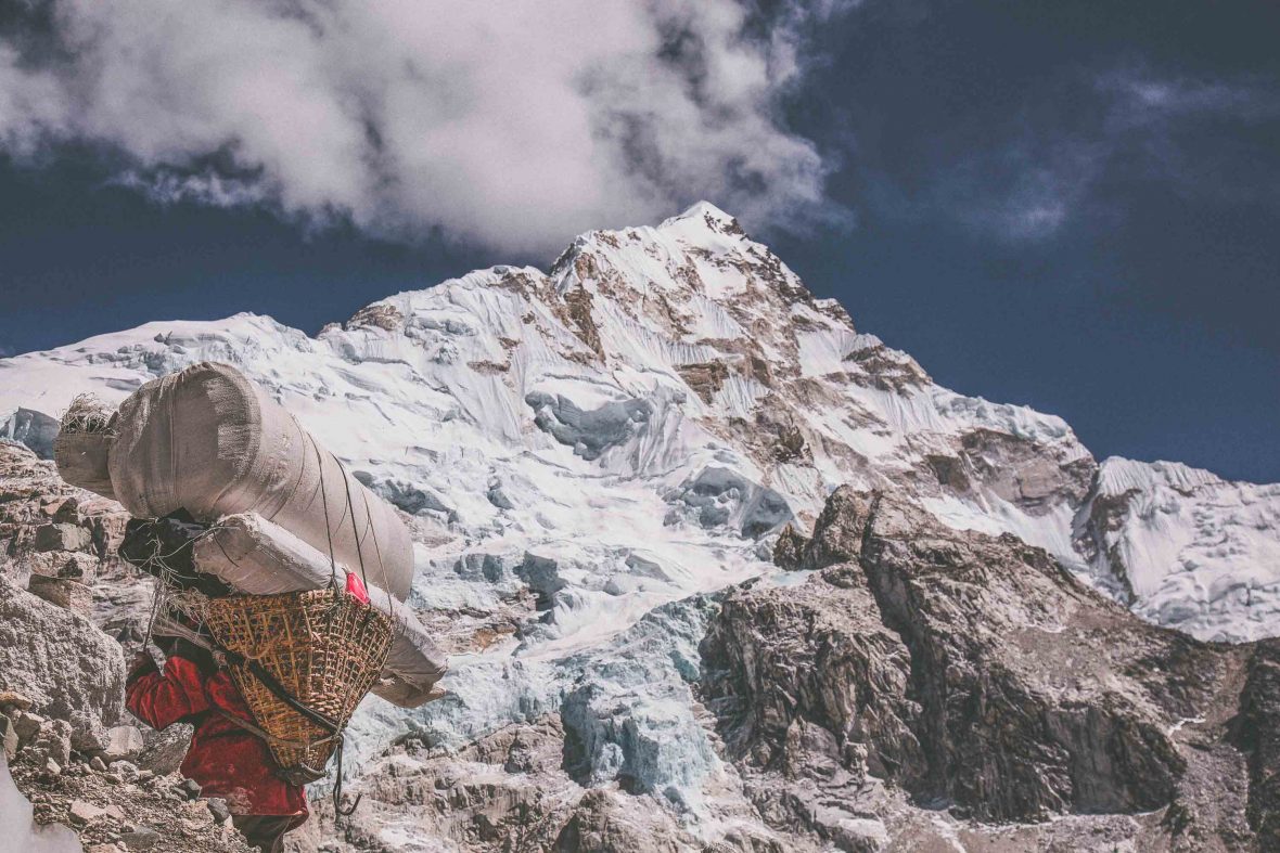 Porters in Nepal have been known to carry up to 120-kilogram packs on their backs, and work 15+ hour days.