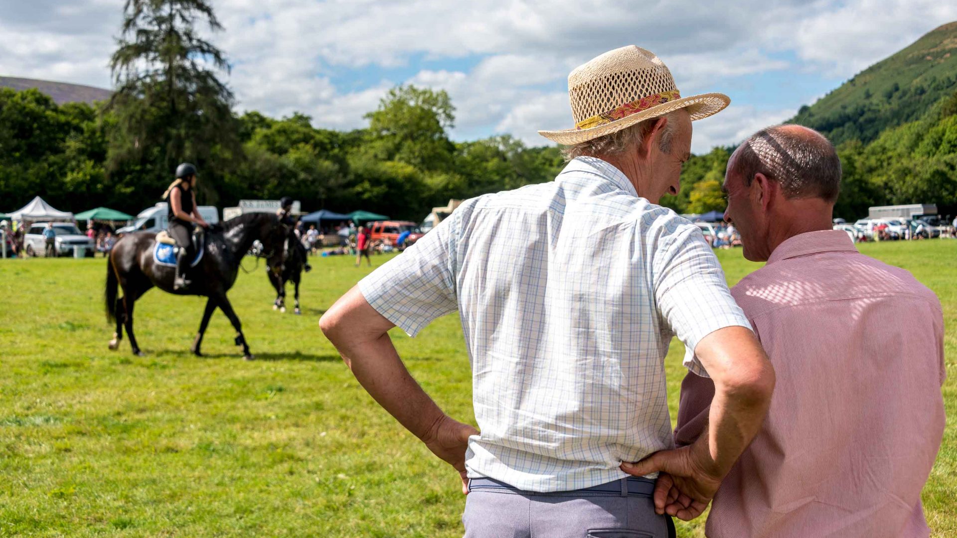Old men catch up at the Llanthony Valley and District Show.