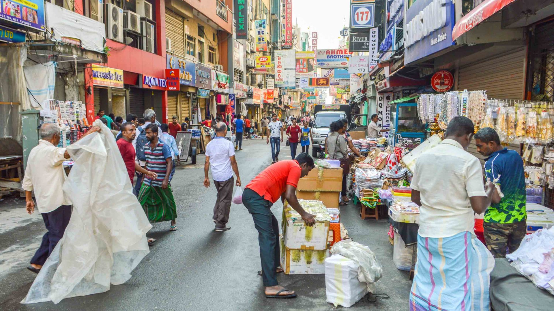 Markets in the lively Colombo neighborhood of Pettah.