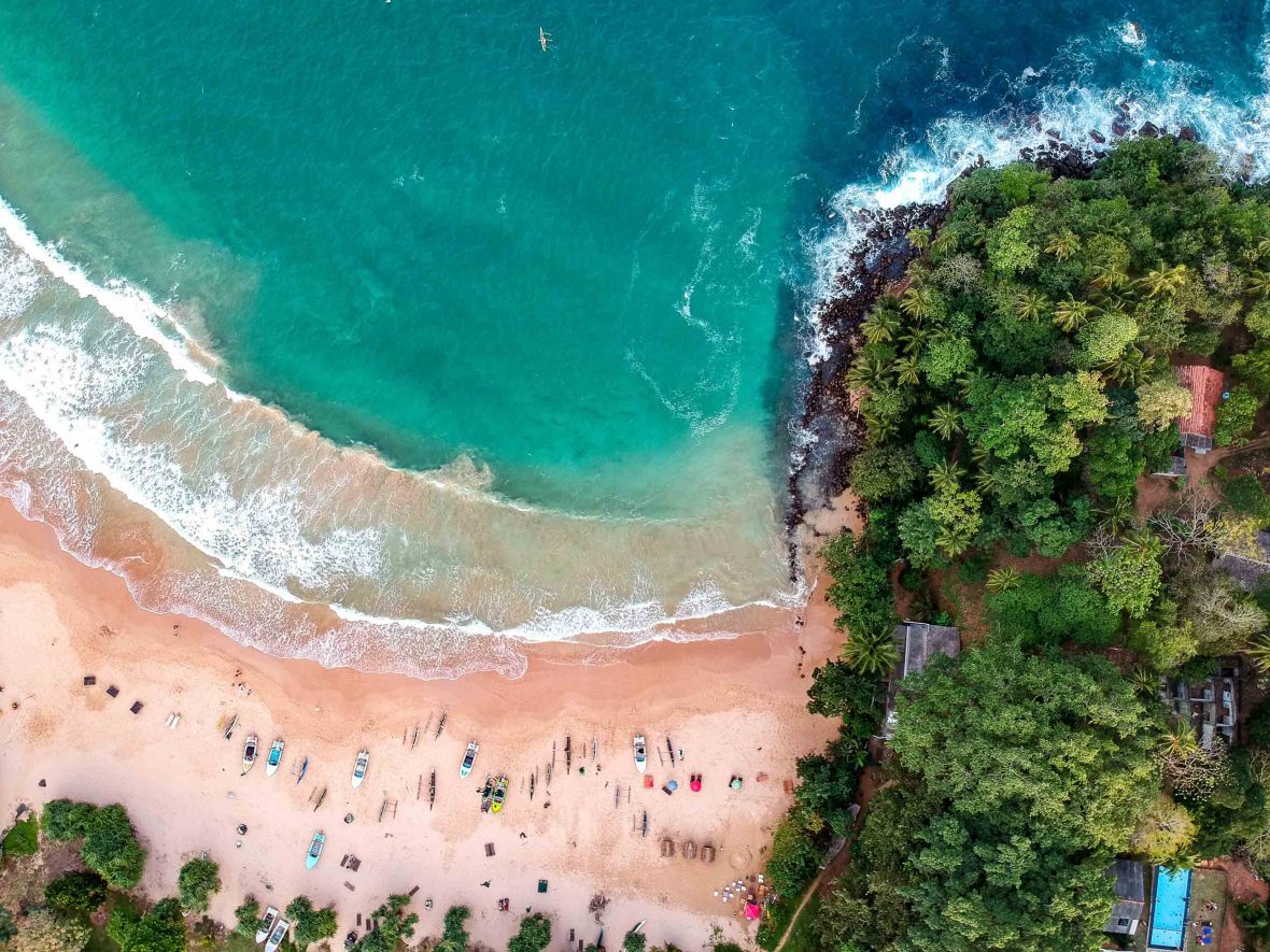 An aerial view over Devinuwara, Sri Lanka.