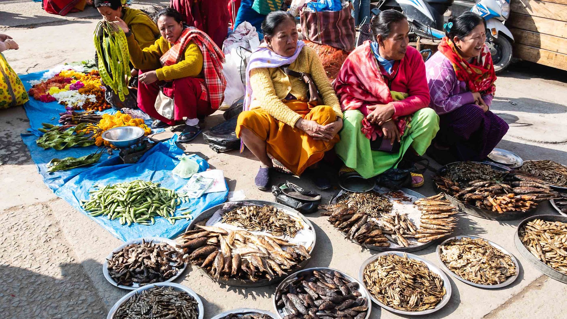 Fish sellers at Ima Keithel market in Manipur's capital city of Imphal.