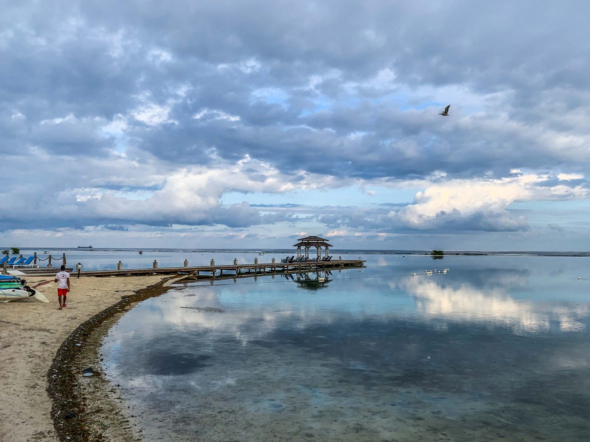 The still waters and cloudy sky of Montego Bay.
