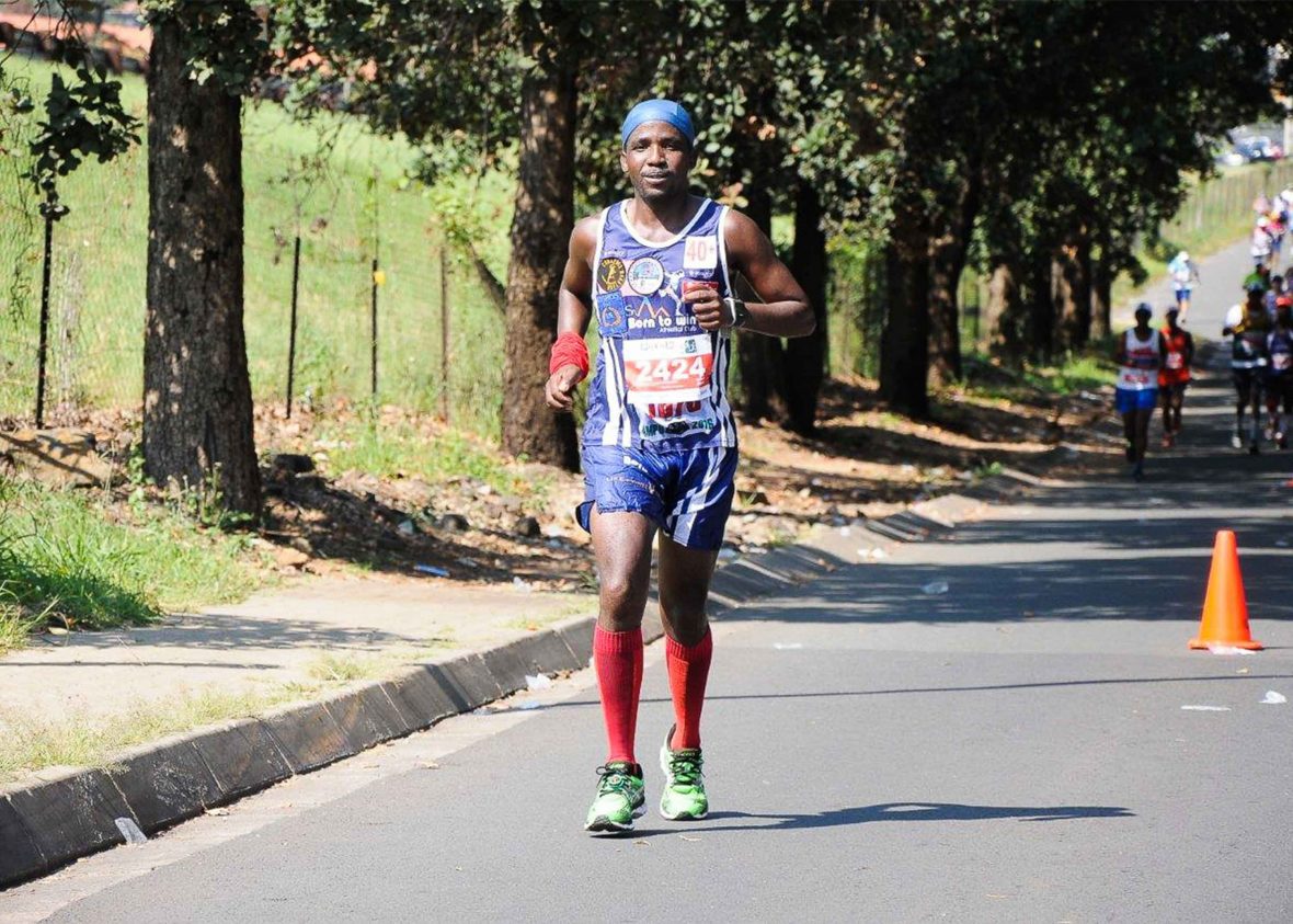 Sibusiso takes part in a marathon.