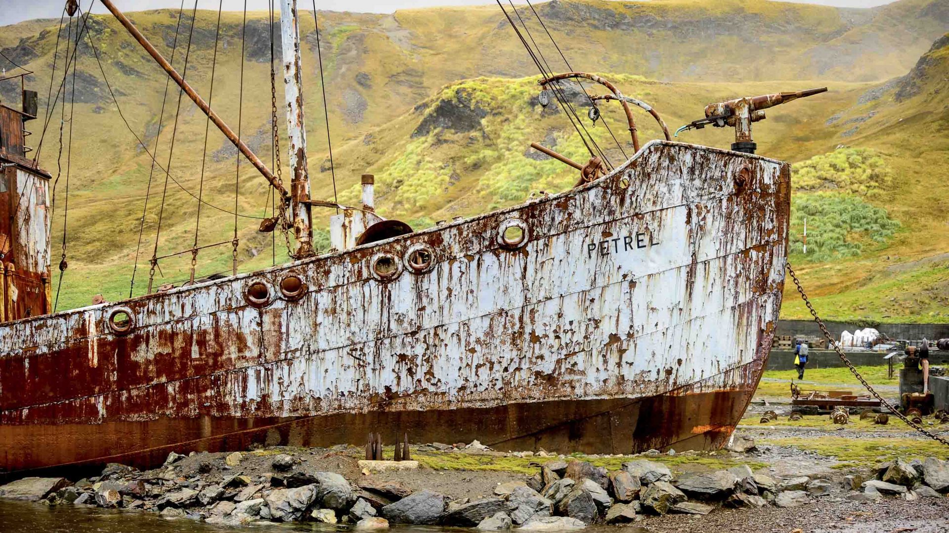An old rusted whaling ship.