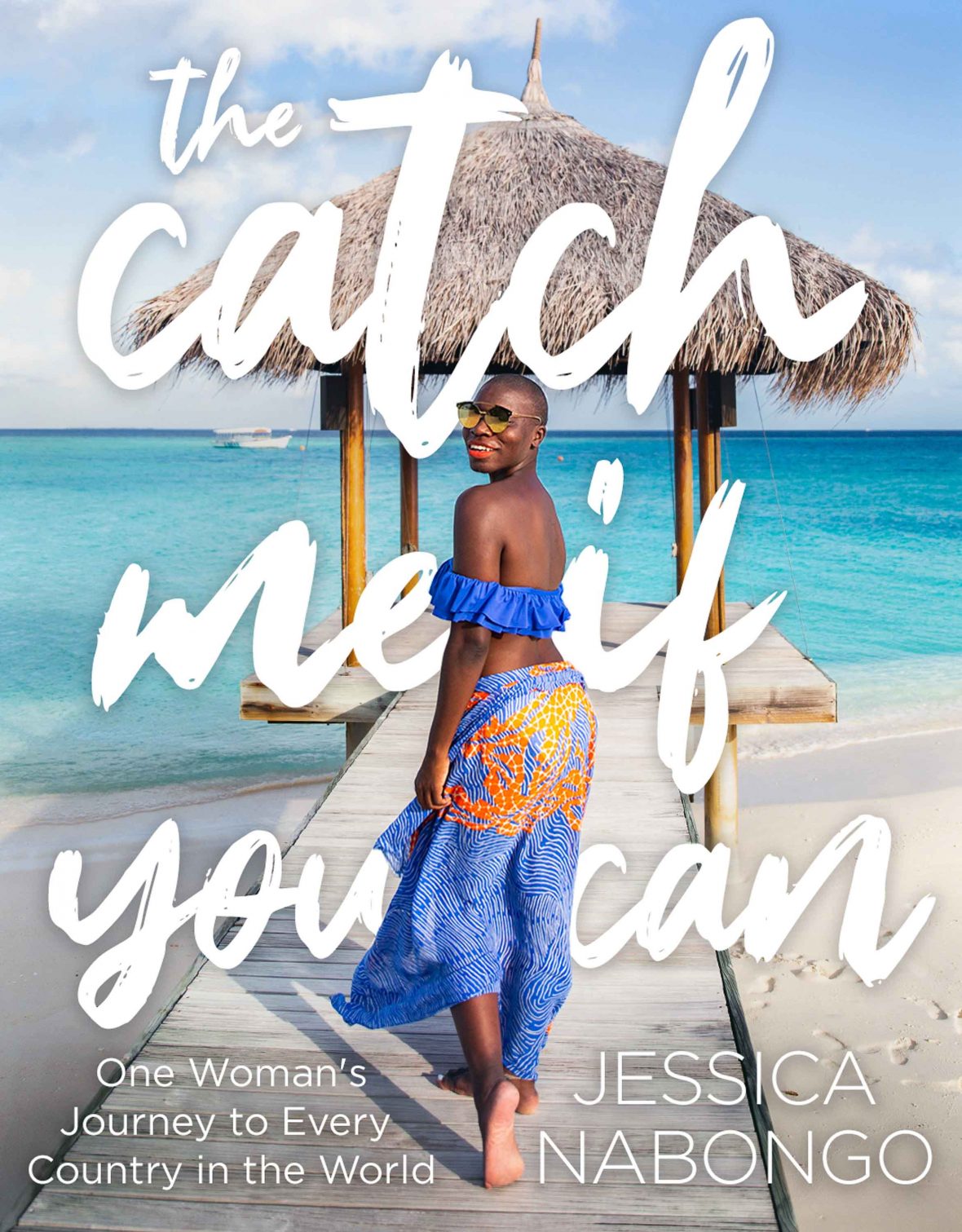 A book cover with Jessica on a sandy beach with clear blue water.