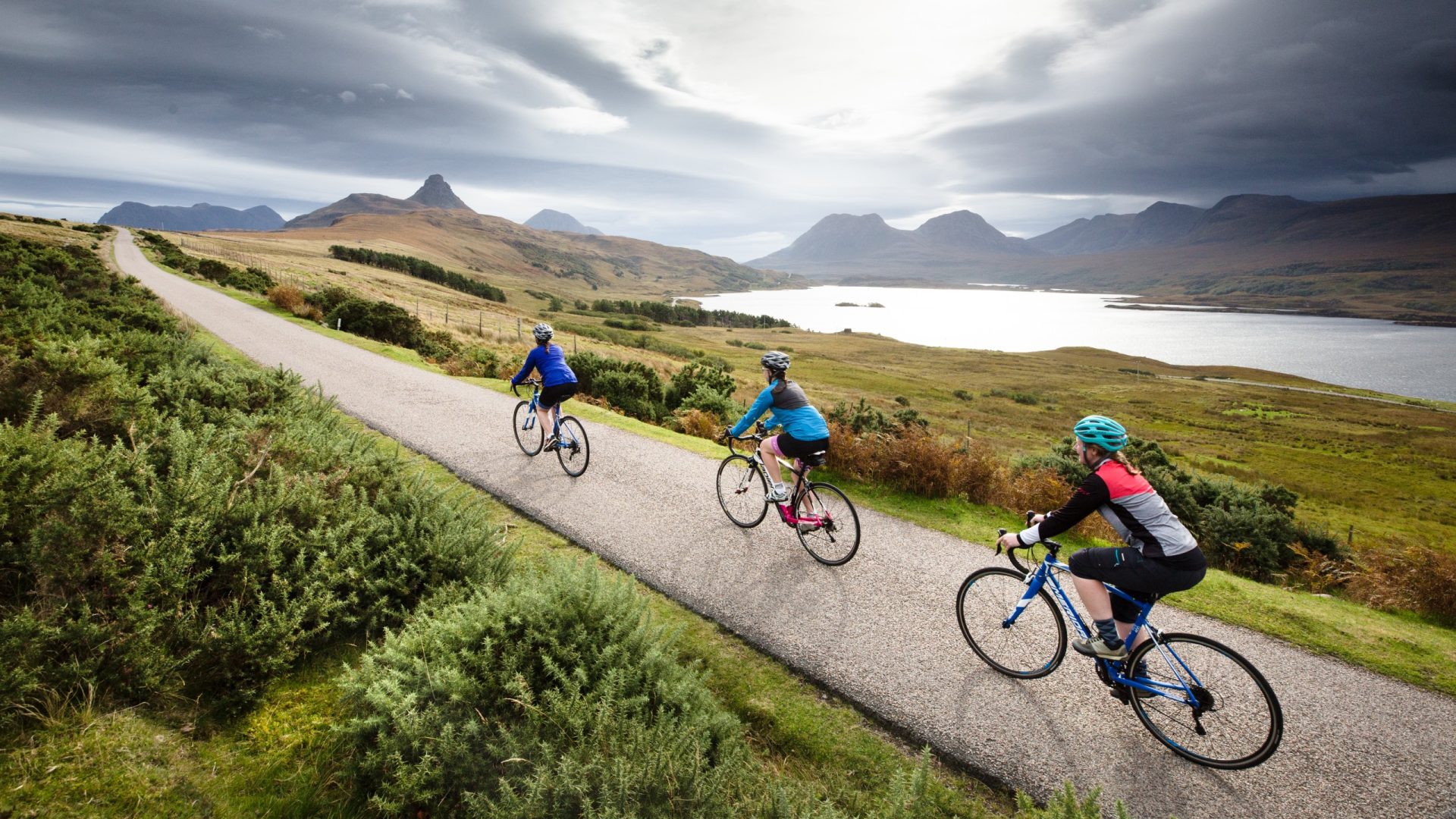 A group of women cycling in Scotland