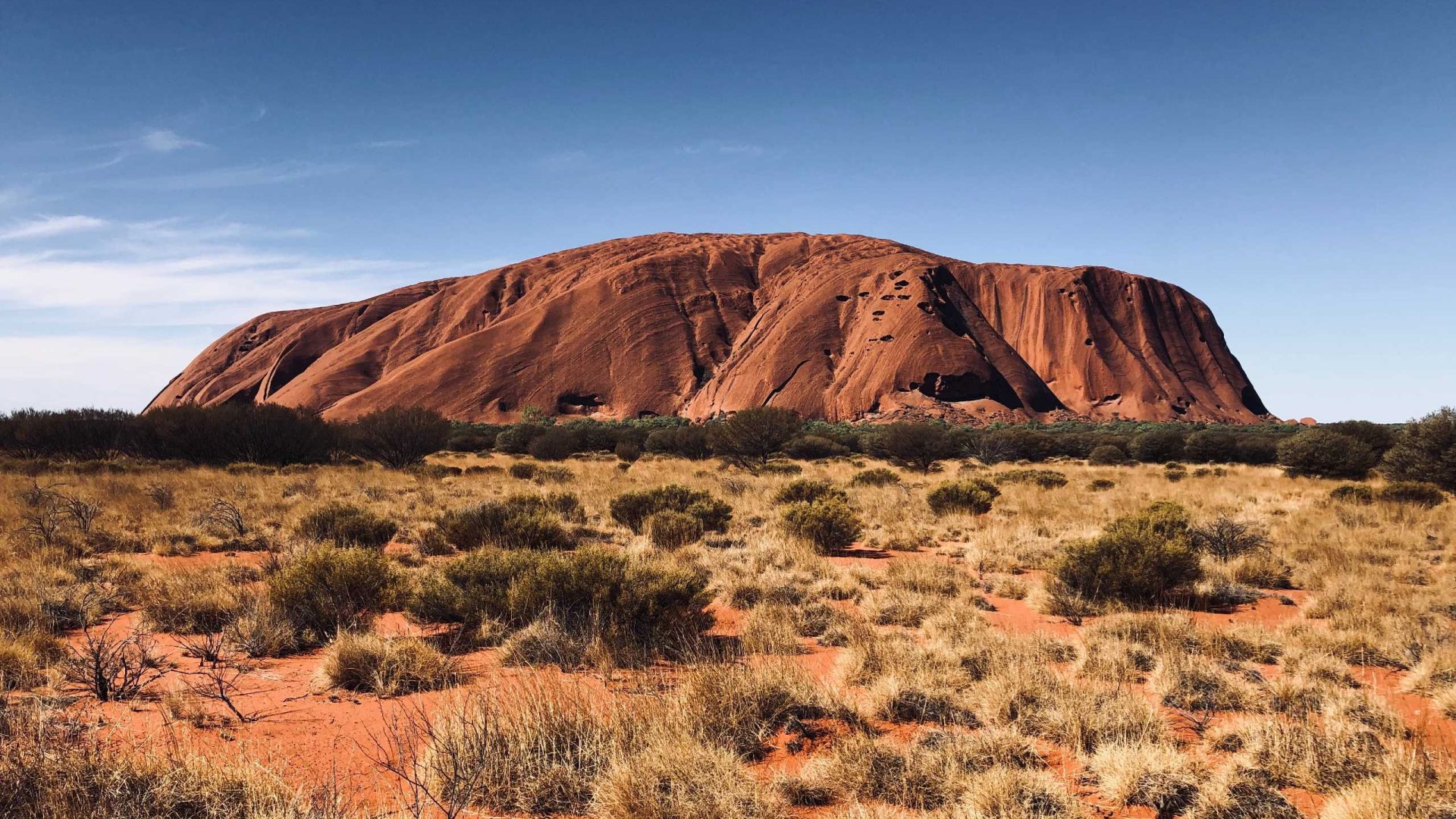 A landscape shot of Uluru, Australia.