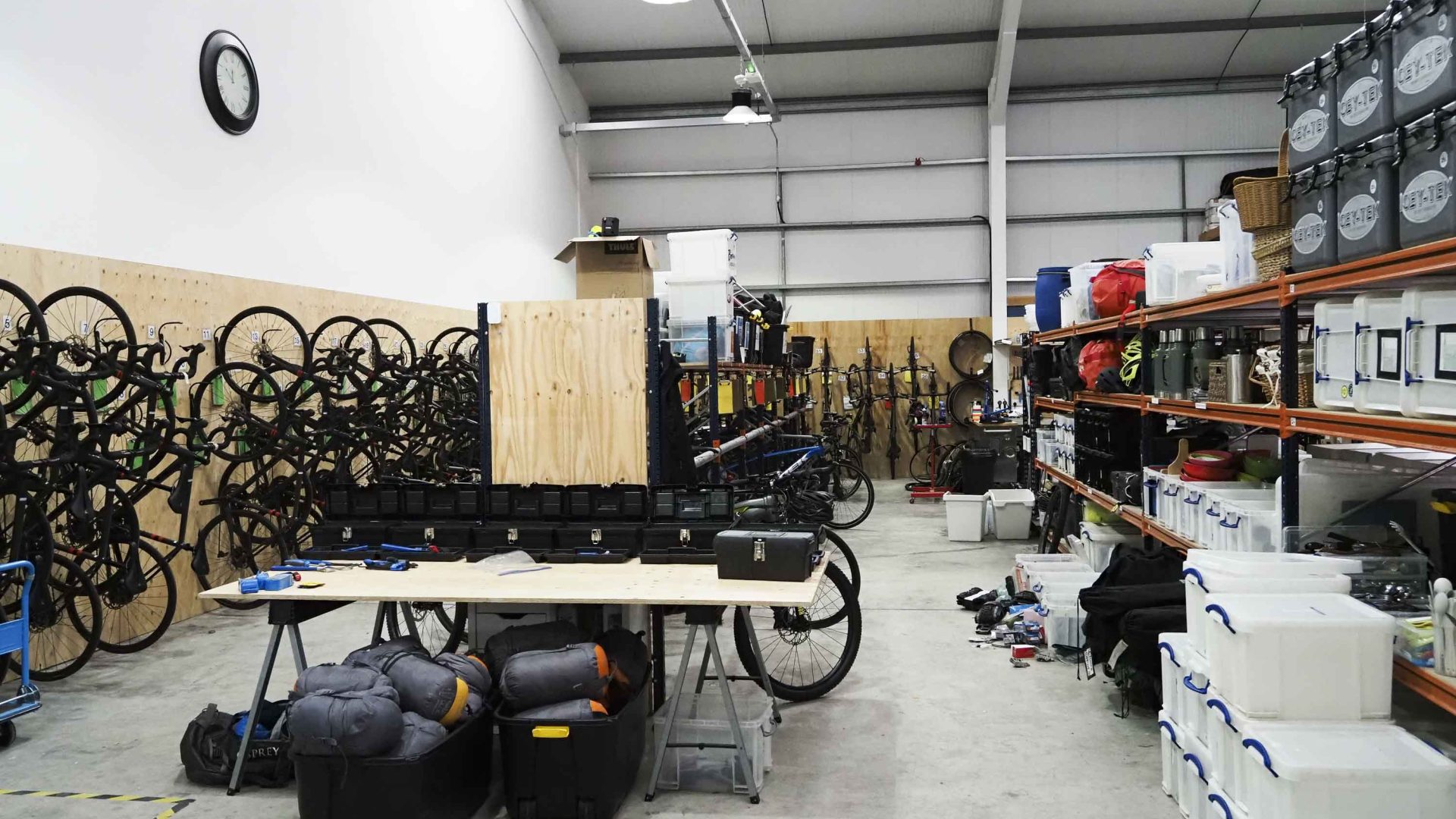 A room full of bicycles.