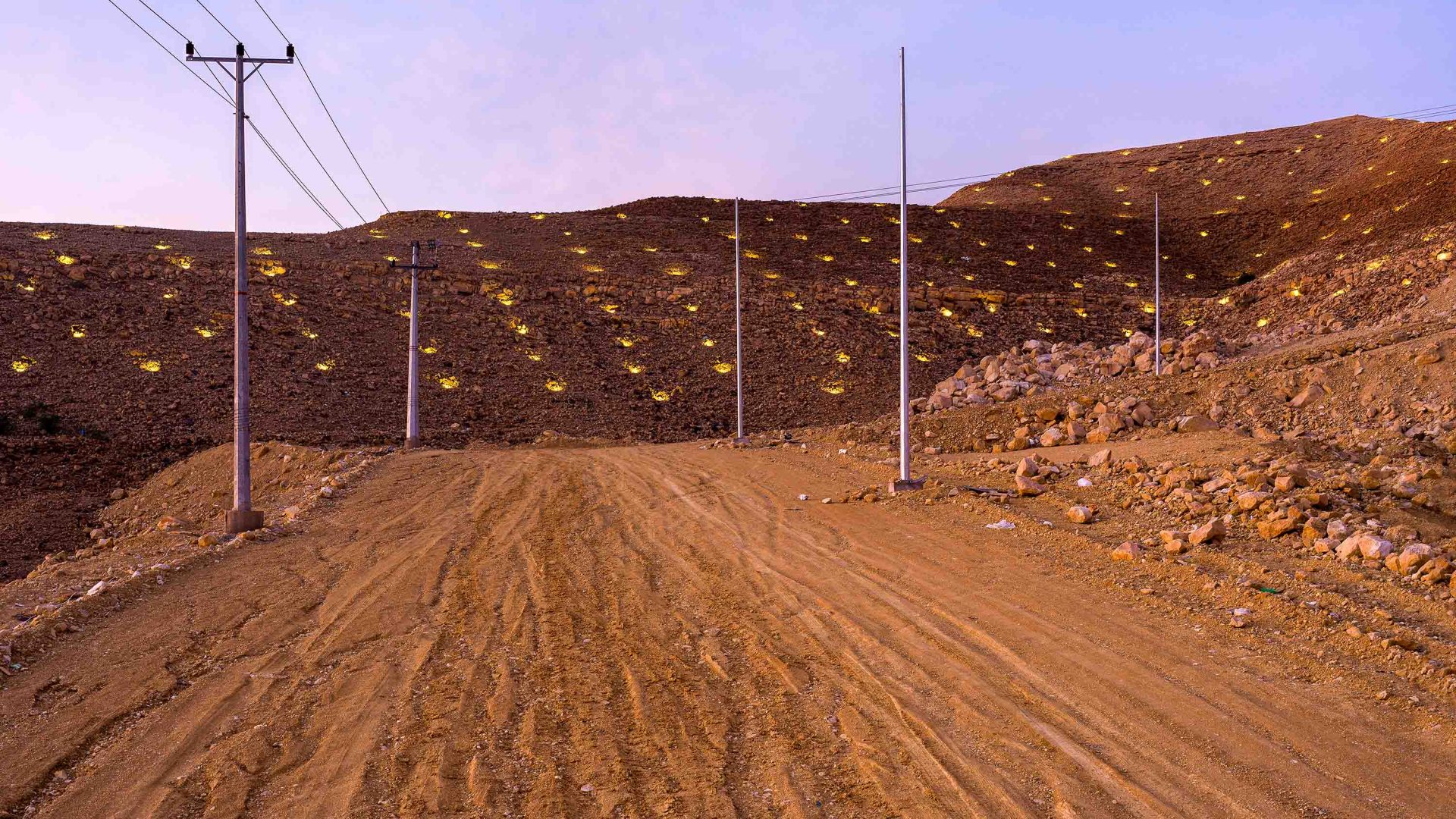 Poles in the desert.