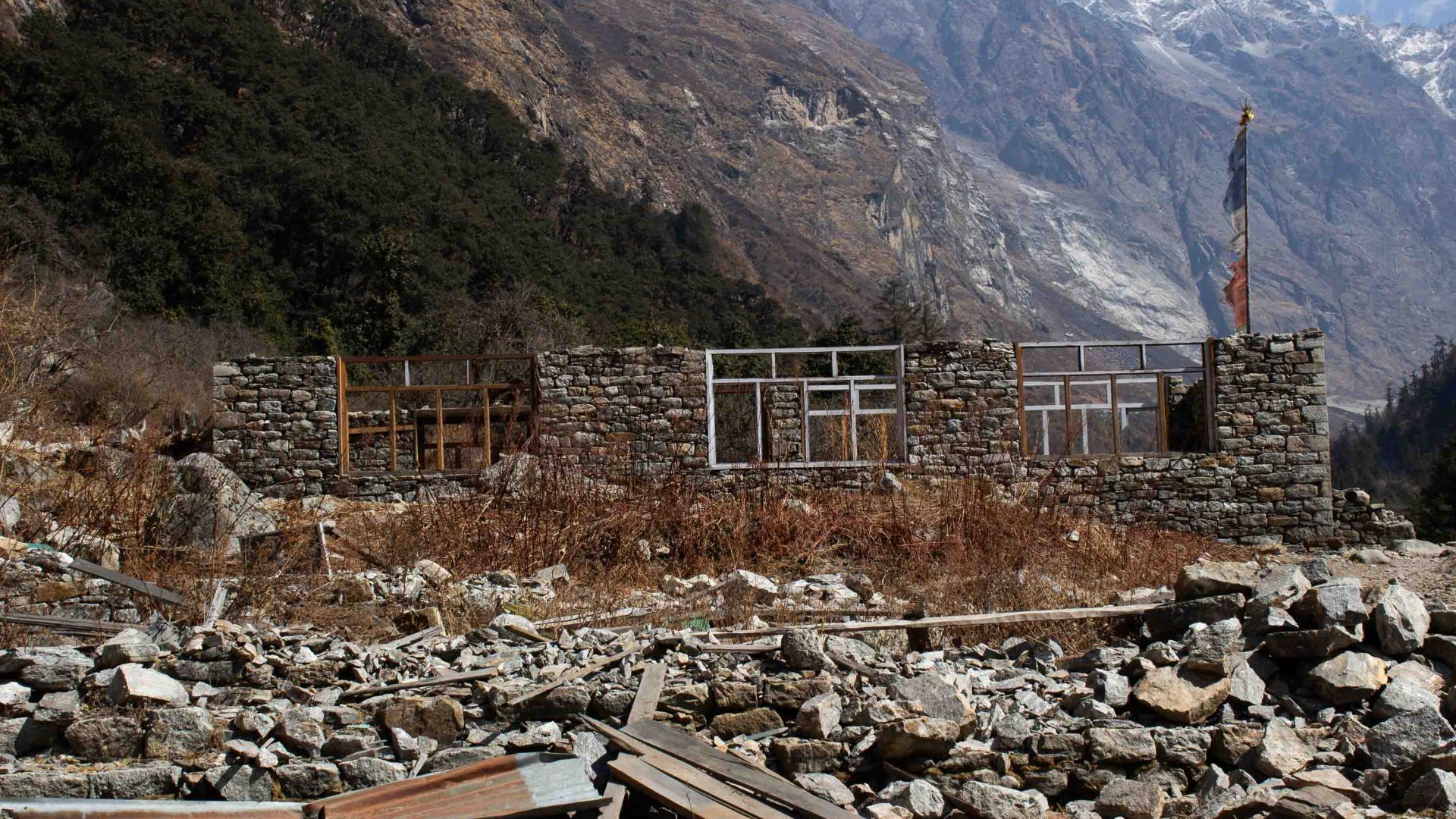 The ruins of a home in the Langtang region.