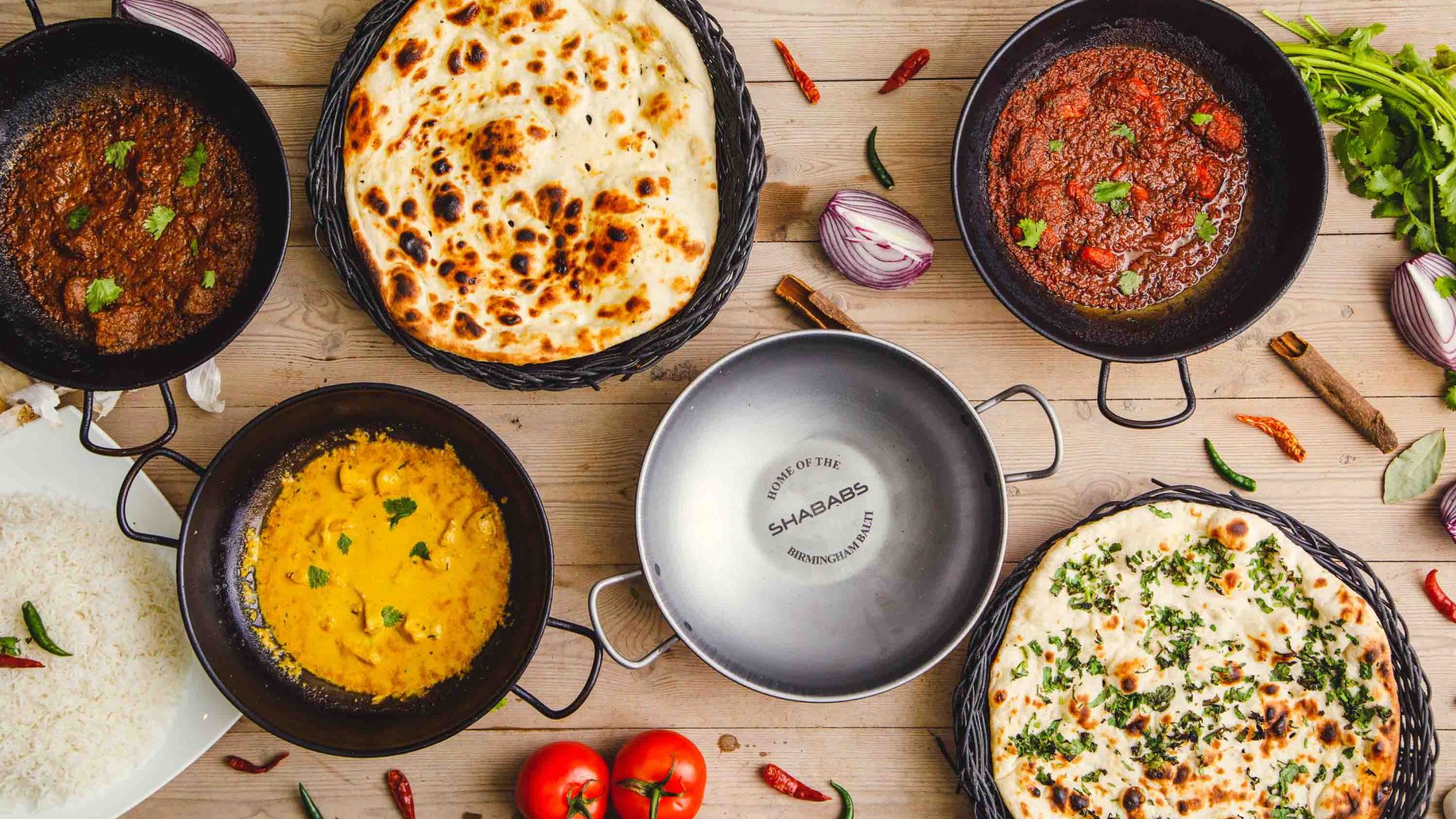 Balti dishes with naan.