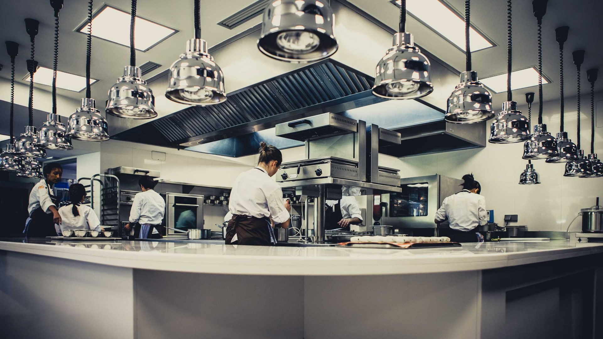 Chefs work in the shiny kitchen at Mugaritz.