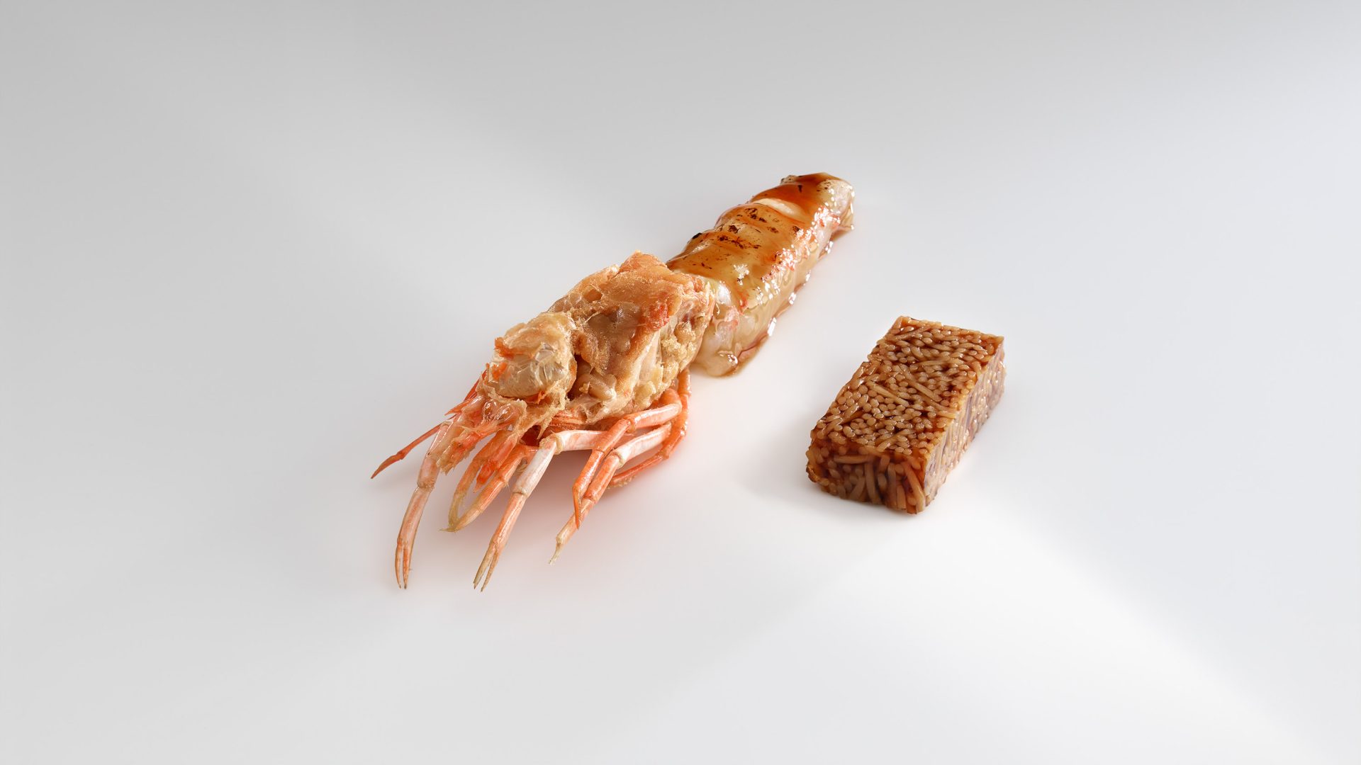 Langoustine in its entirety and also in a small terrine
