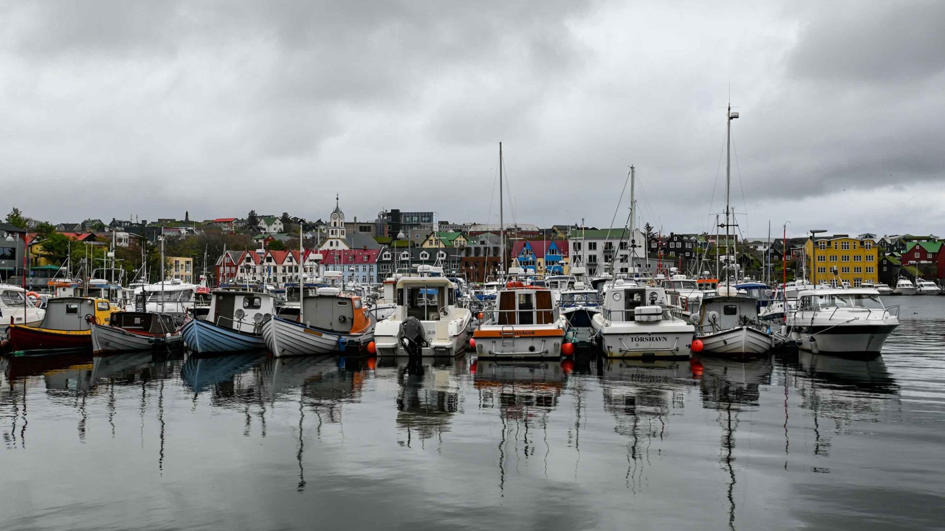 Boats in the water at Torshavn.