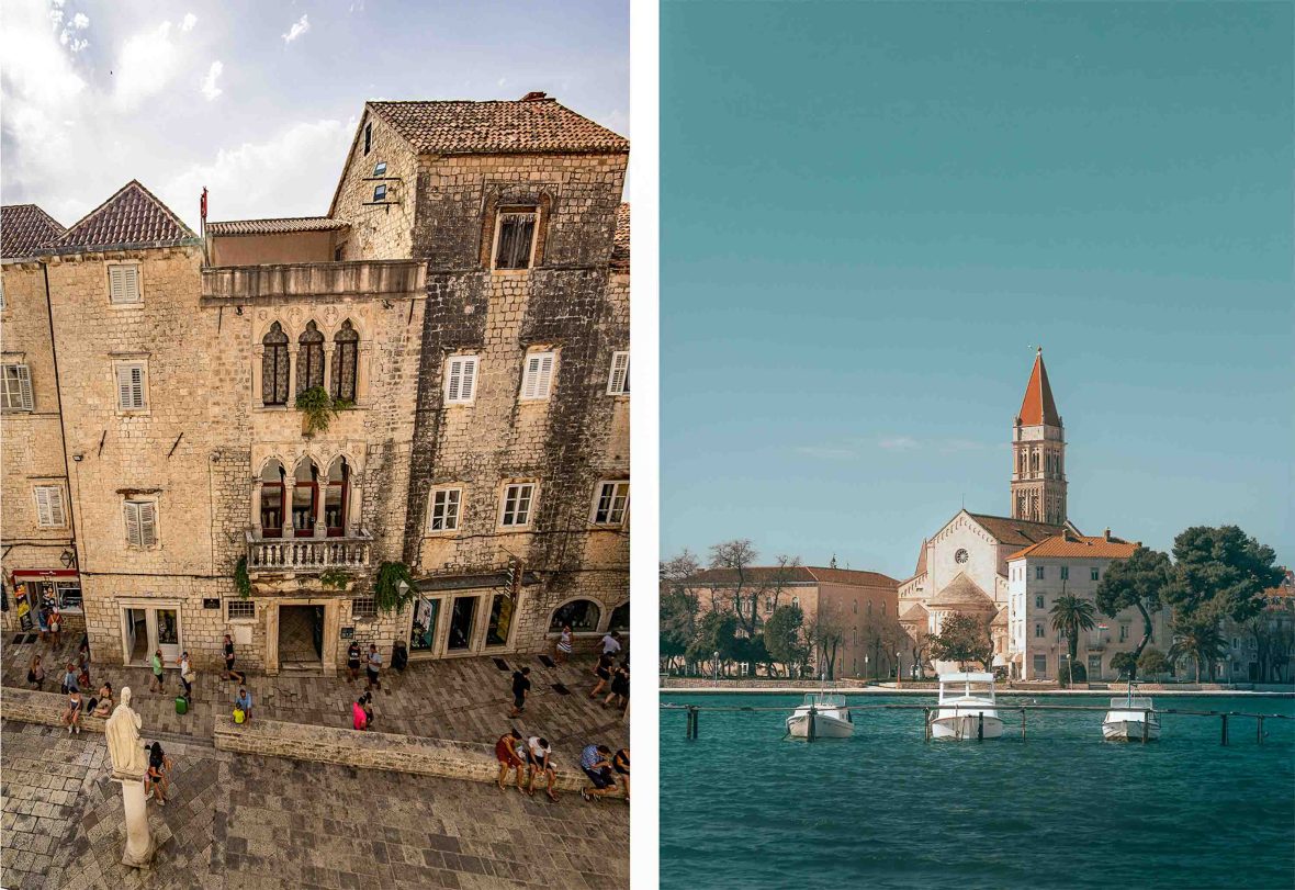 Right: The St Lawrence Cathedral in Trogir, as seen from across the water.