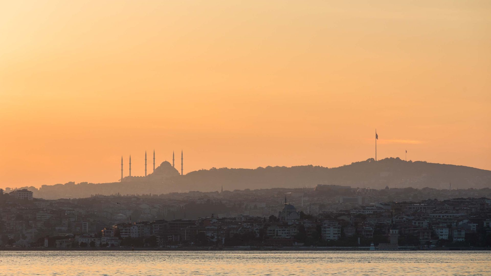 An orange sky over Istanbul.