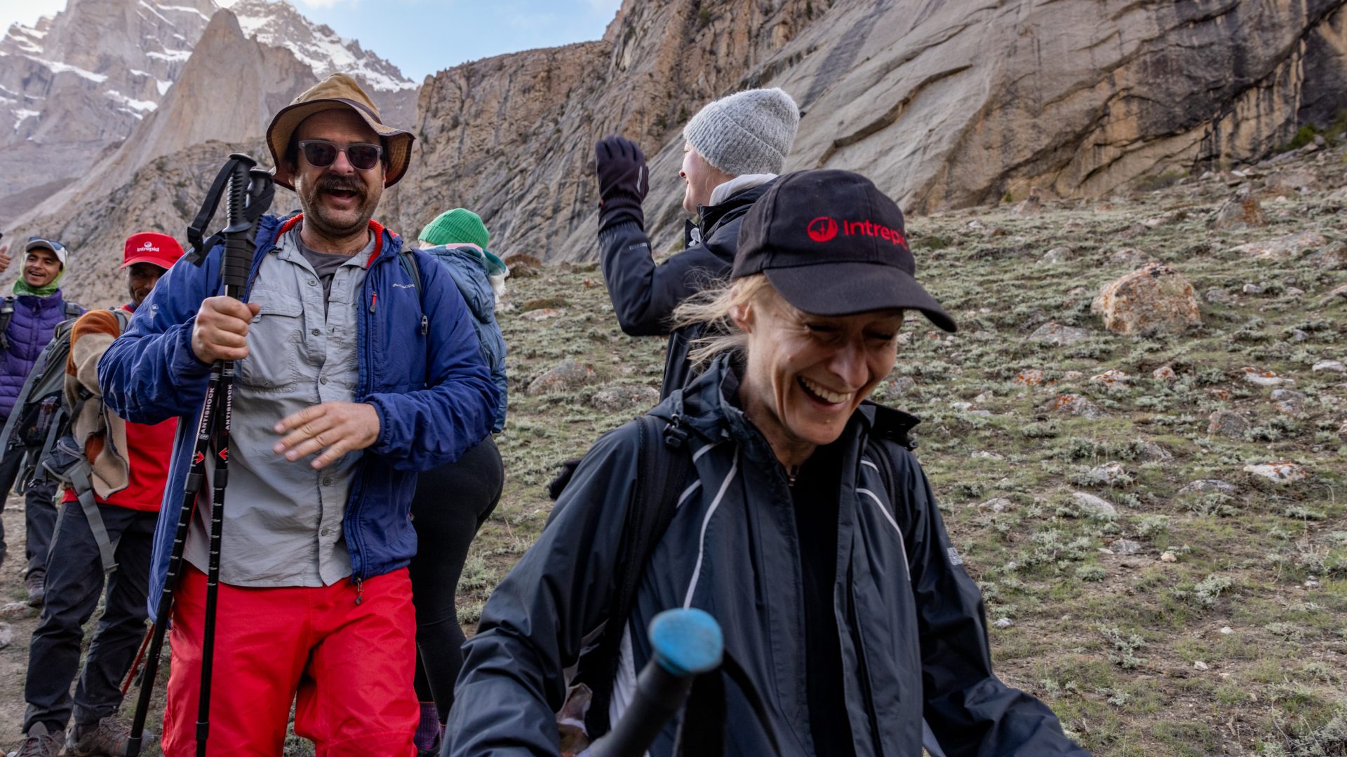 A close-up of hikers on a trek