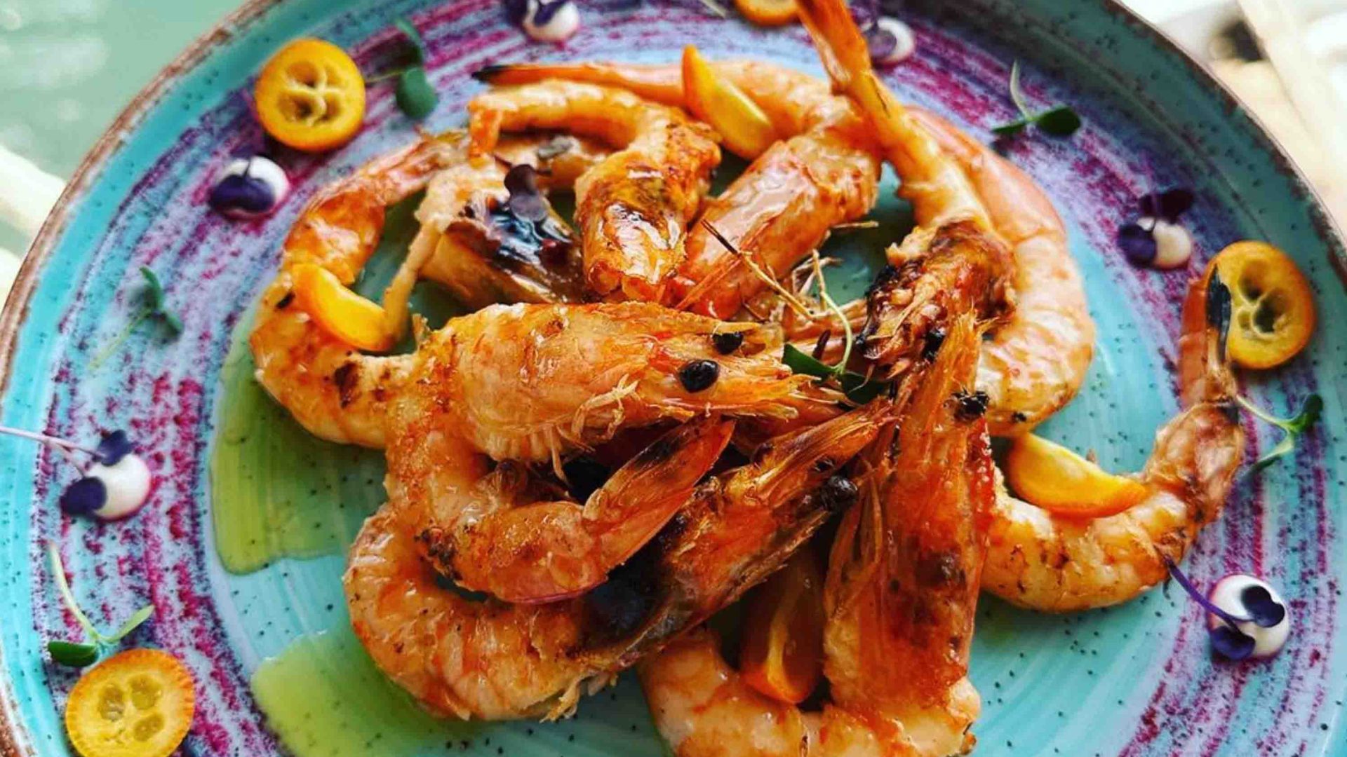 A dish of prawns served at the lake.