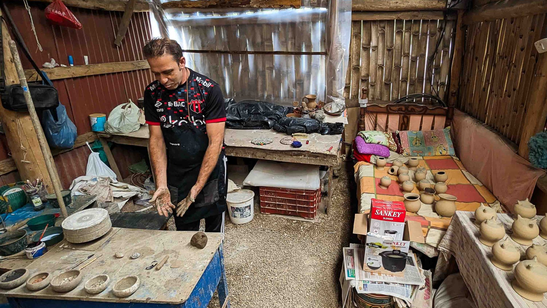 Indigenous crafts being prepared in a workshop.