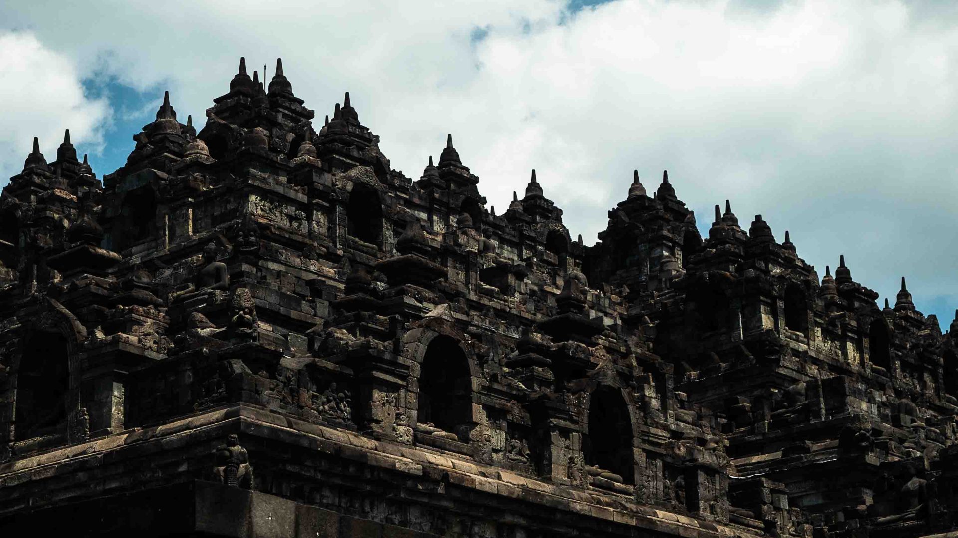 The ornate details of Borobudur Temple.