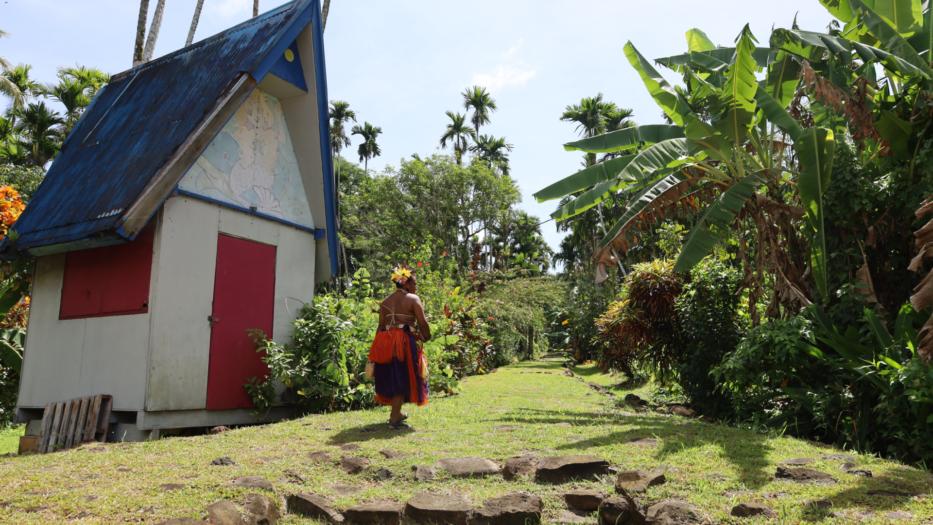 Palauan woman in village