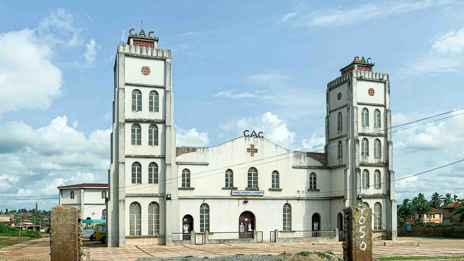 A white church.