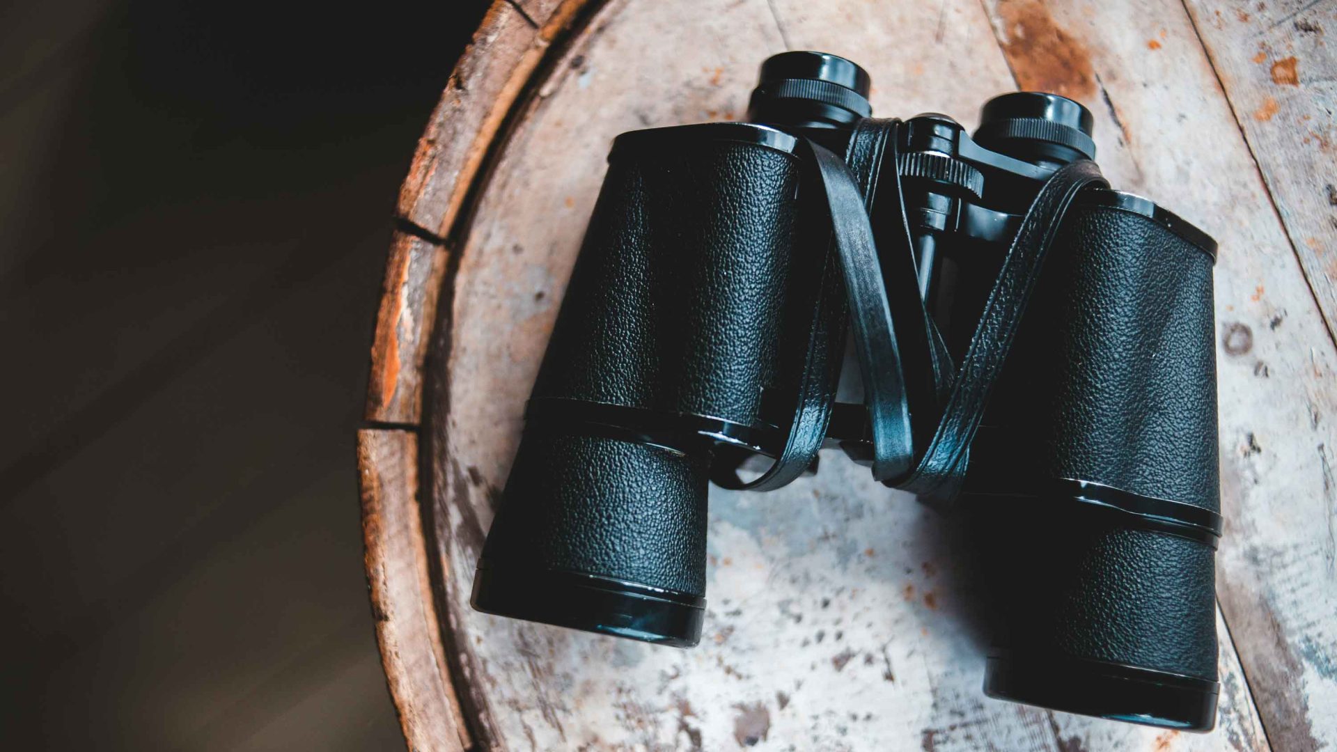 Binoculars on a table.