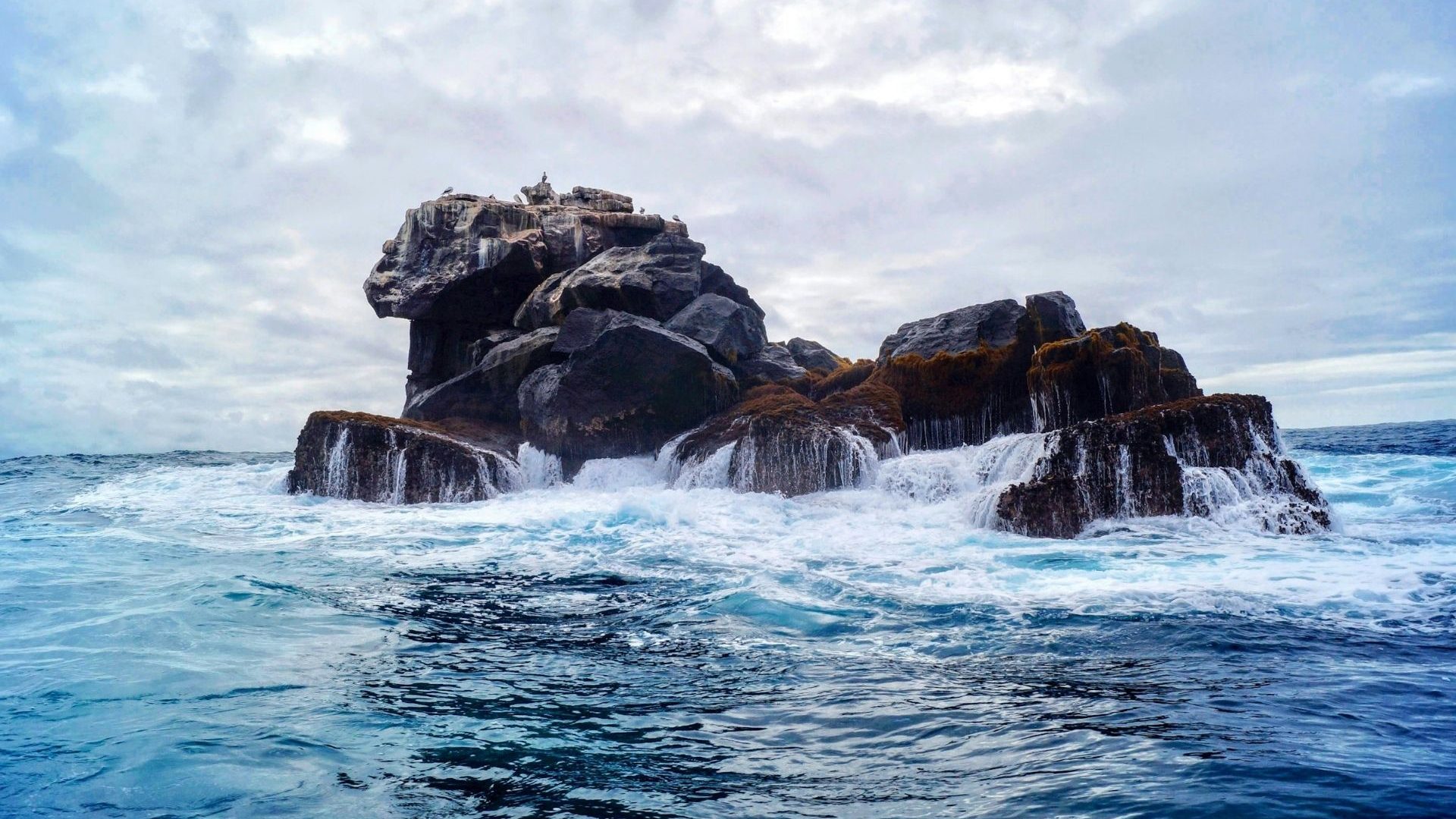 A rocky outcrop in the sea