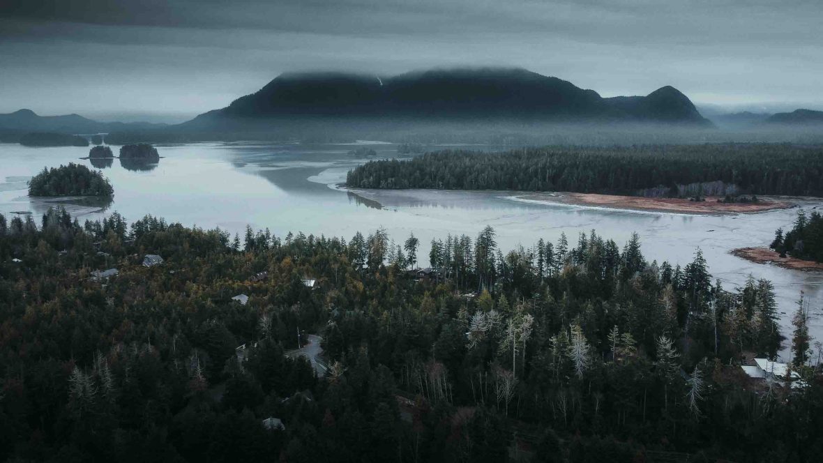 Looking out over the forests and water.