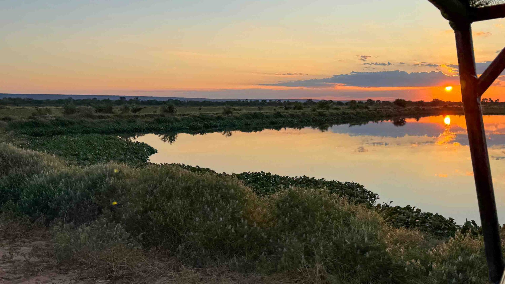 A lagoon at sunset.